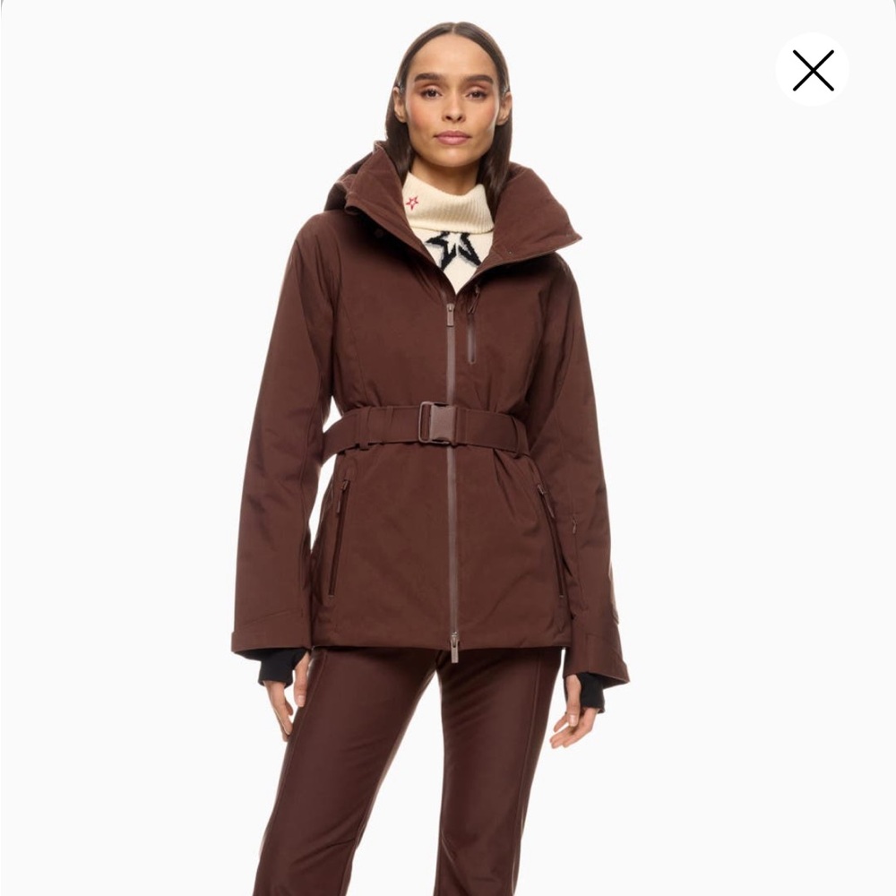 Women's HalfDays Aston Brown Belted Jacket Ski Snowboard Apres Medium
